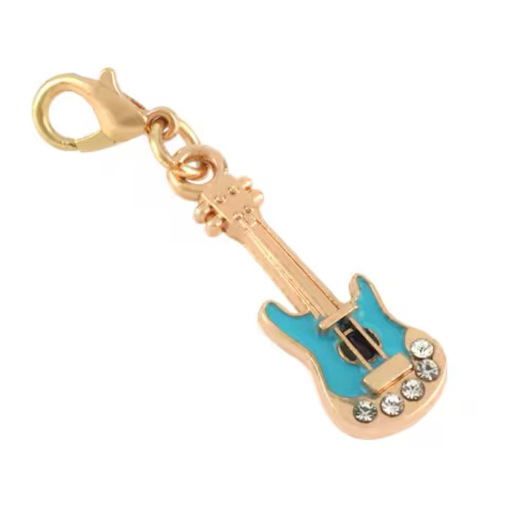 Gold and Blue Guitar Charm